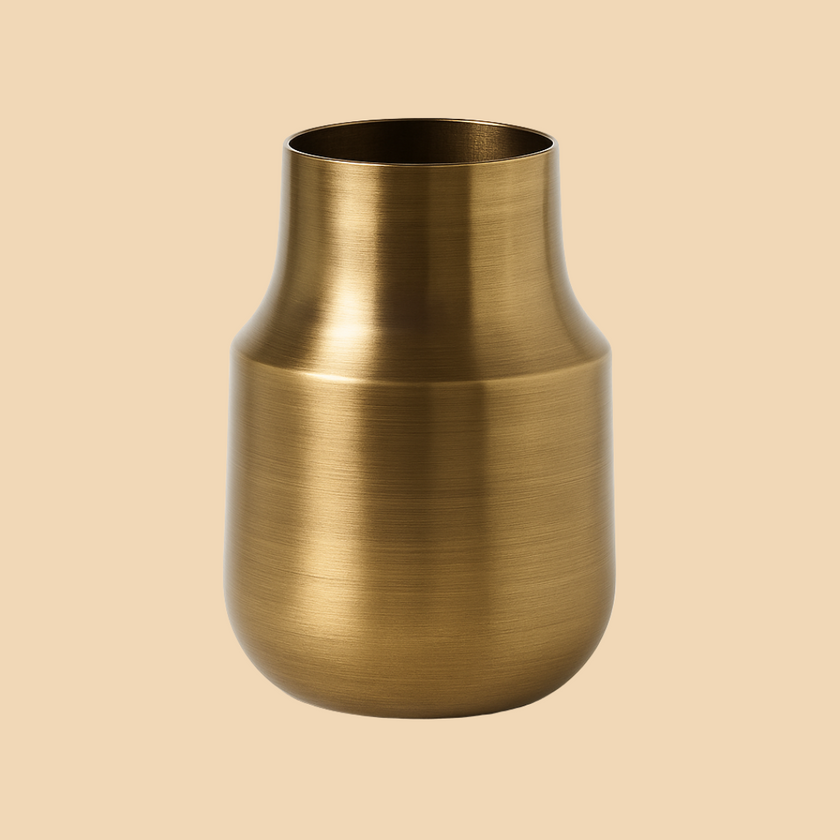 Molten Brass Curve Vase – Minimalist Metallic Home Décor