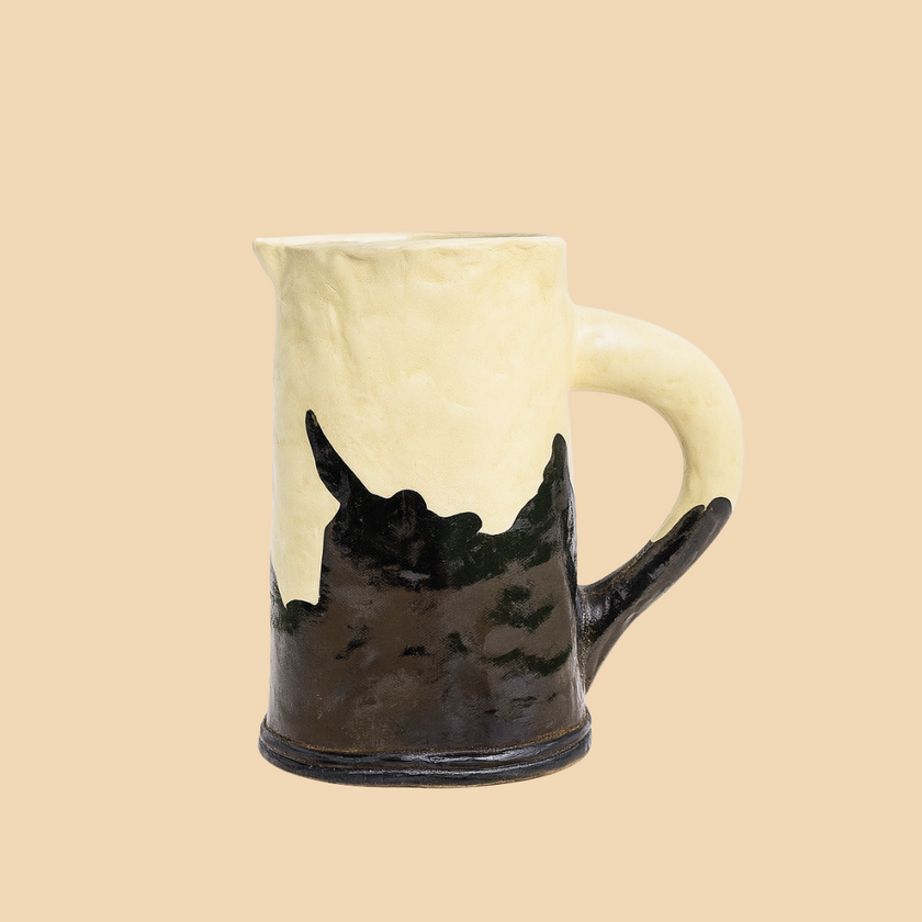 Handmade Ceramic Pitcher Vase – Rustic Two-Tone Design