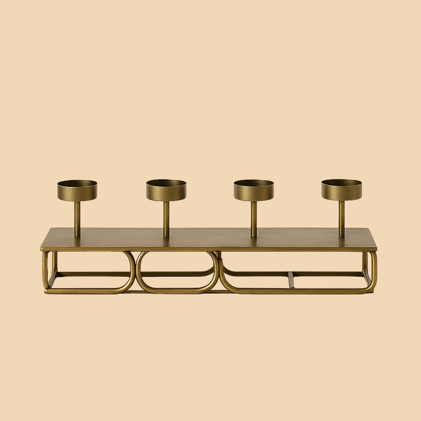 Brass Luxe Quad Candle Holder – Stylish Multi-Taper Stand