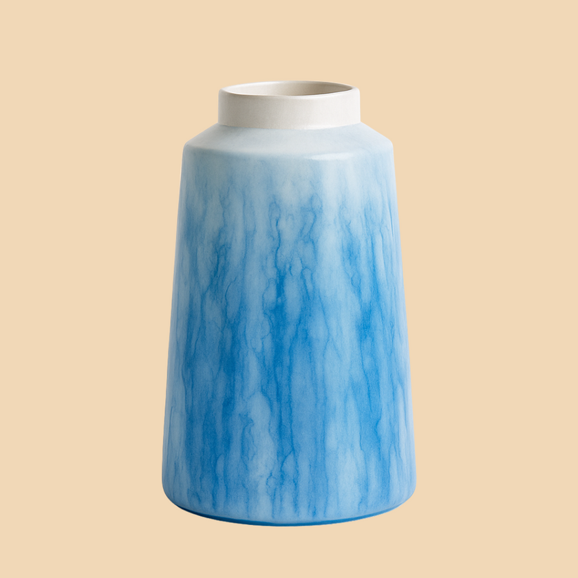 Ocean Mist Blue Ceramic Vase – Handcrafted Coastal Charm