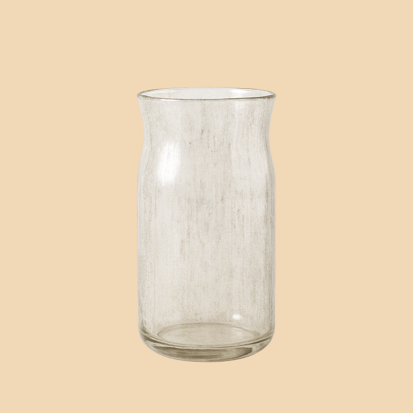 Rustic Clear Textured Glass Vase – Vintage-Inspired Home Accent