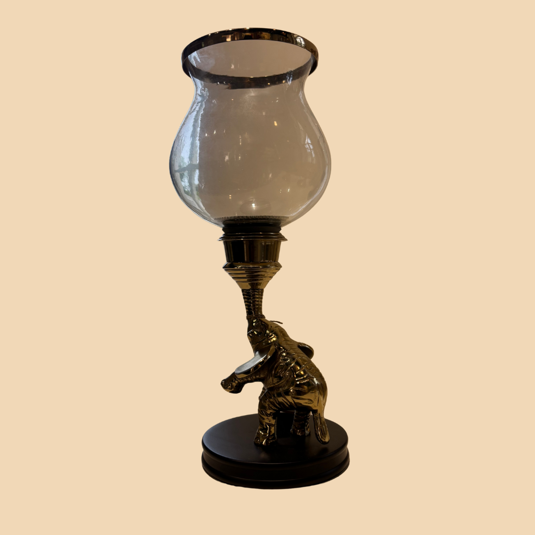 Elephant Elegance Hurricane Holder | Jalsaghar Art Studio, Delhi NCR