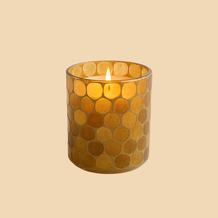 Honeycomb Glow Candle – Amber Honeycomb Pattern Candle Jar