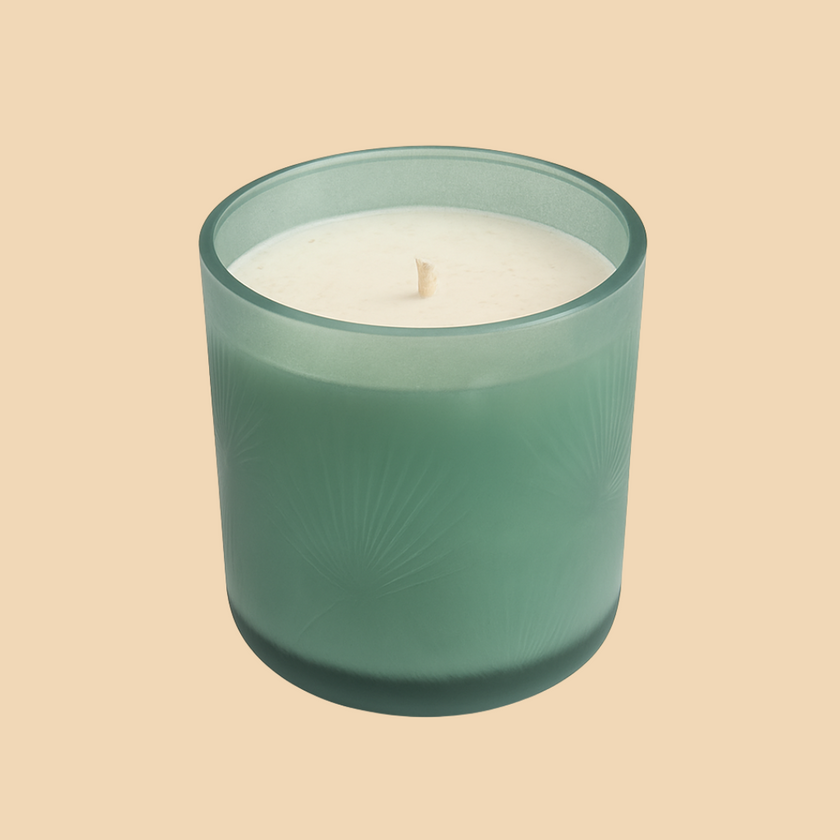 Green Frosted Glow Candle – Minimalist Frosted Glass Candle for Relaxation