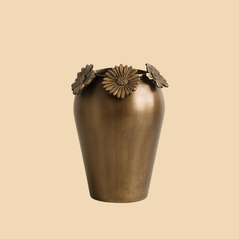 Antique Bronze Vase with Floral Accents – Vintage Elegance