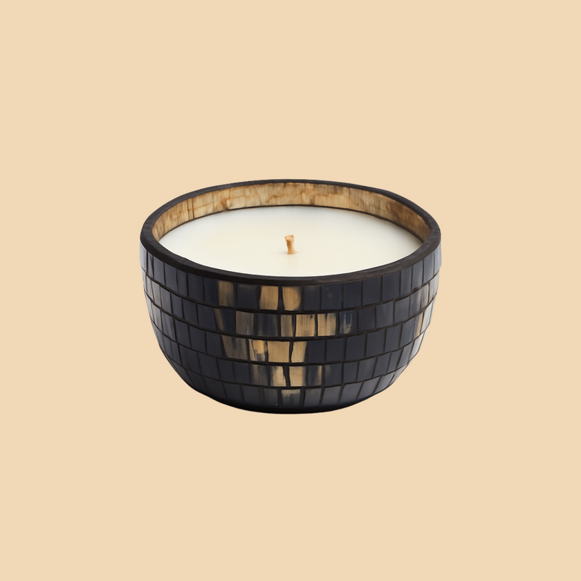 Golden Mosaic Glow Candle – Elegant Mosaic Pattern Candle in Glass Jar