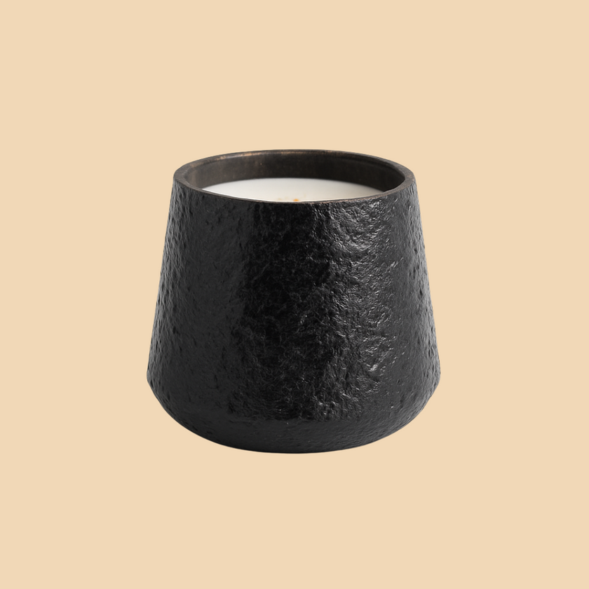 Black Textured Glow Candle – Elegant Black Jar Candle for Modern Décor