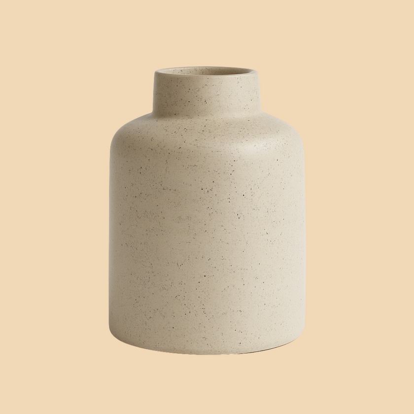 Beige Ceramic Table Vase – Neutral Modern Accent