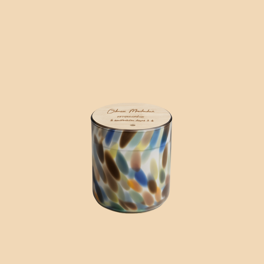 Multicolor Speckled Candle – Artistic Scented Candle with Wooden Lid