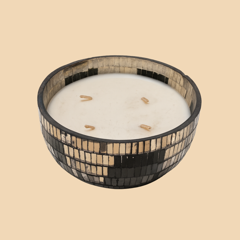 Golden Mosaic Glow Candle – Elegant Mosaic Pattern Candle in Glass Jar