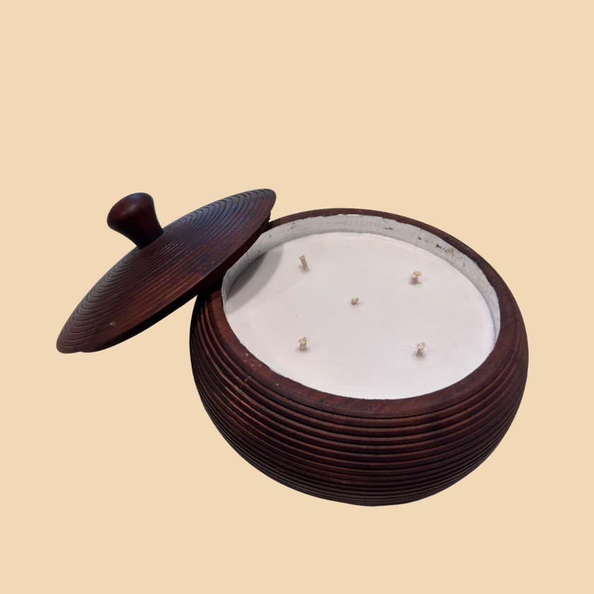 Rustic Wood Glow Candle – Round Wooden Jar Candle with Lid
