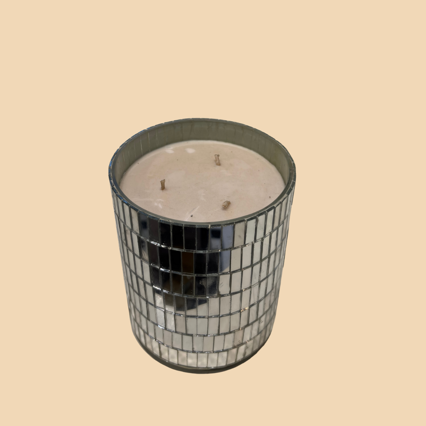 Mosaic Mirror Glow Candle – Reflective Silver Mirror Glass Candle
