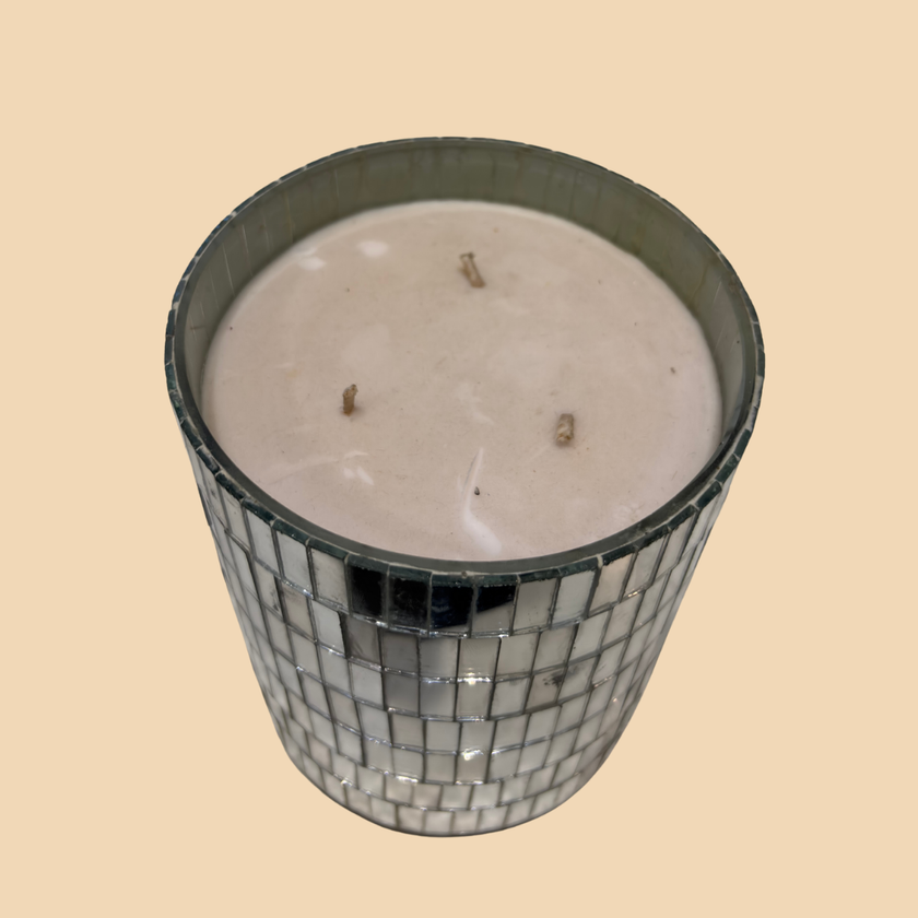 Mosaic Mirror Glow Candle – Reflective Silver Mirror Glass Candle