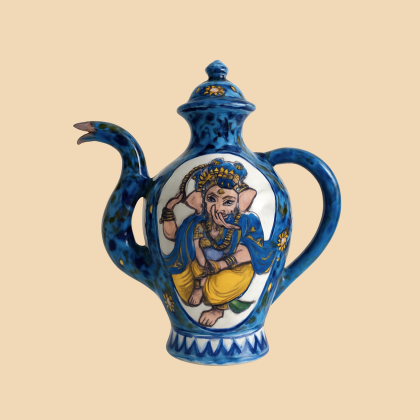 Ganesha Art Ceramic Teapot Vase – Unique Handcrafted Décor