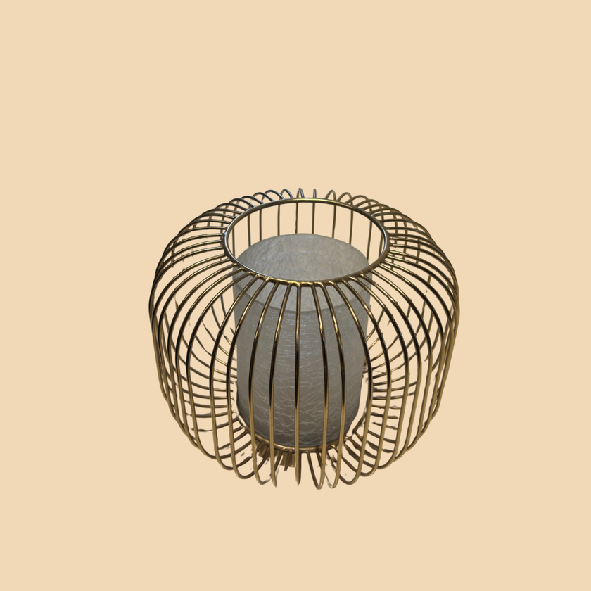 Brushed Brass Wire Lantern Candle Holder – Minimalist Style