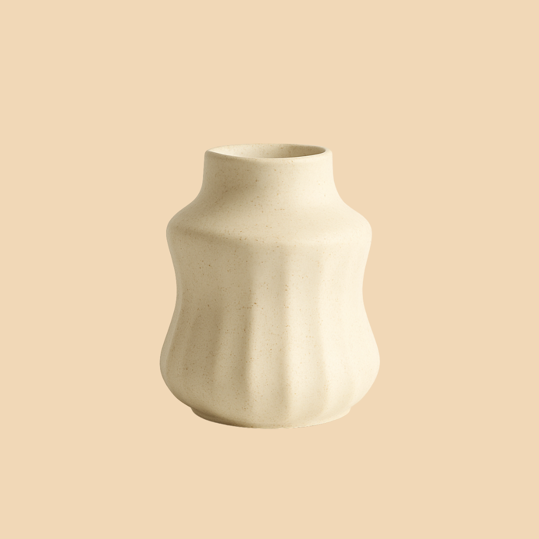 Matte Beige Ceramic Vase – Modern Minimalist Décor