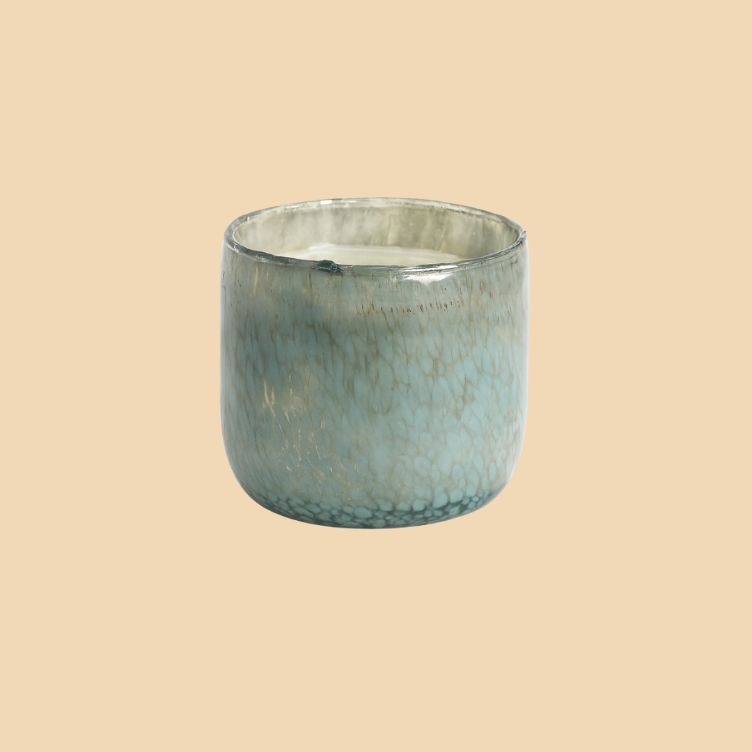 Misty Blue Candle – Ocean-Inspired Textured Glass Candle