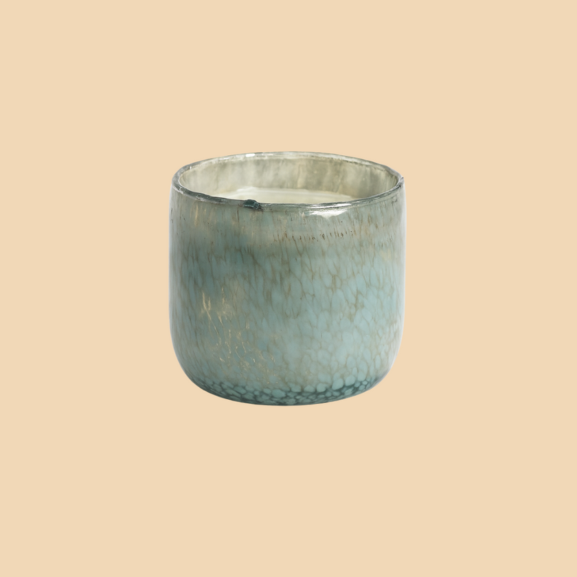Misty Blue Candle – Ocean-Inspired Textured Glass Candle