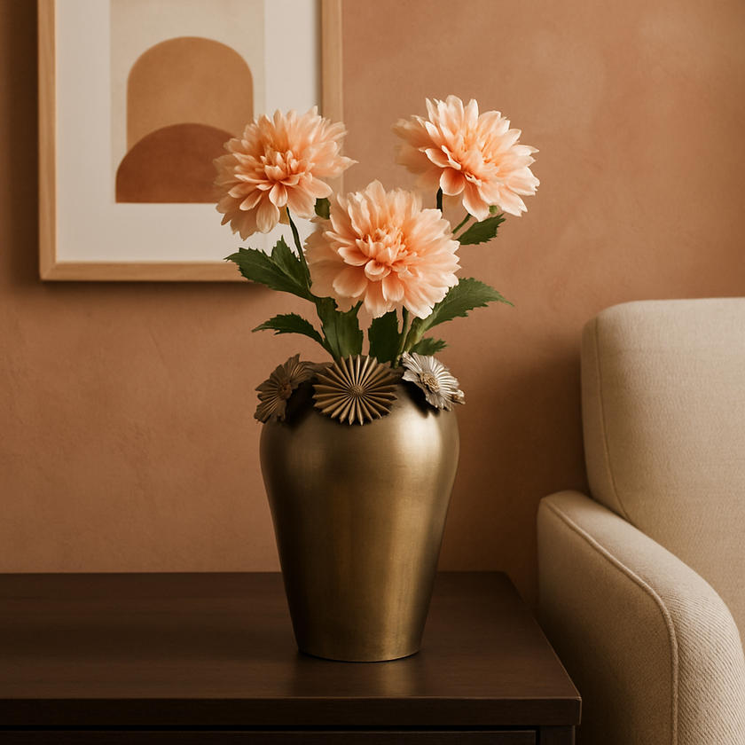 Antique Bronze Vase with Floral Accents – Vintage Elegance