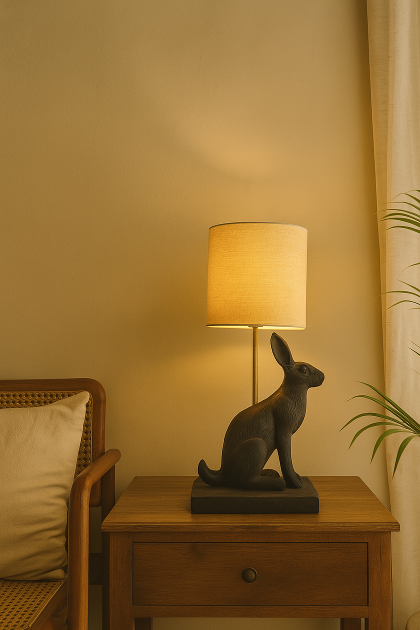 Boho Bunny Table Lamp – Whimsical Cane-Inspired Accent Light