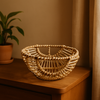 Boho Rattan Basket – Handcrafted Decorative Storage Bowl