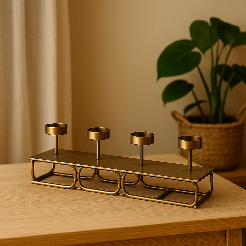 Brass Luxe Quad Candle Holder – Stylish Multi-Taper Stand