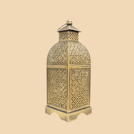 Golden Jali Dome Lantern – Handcrafted Brass Finish