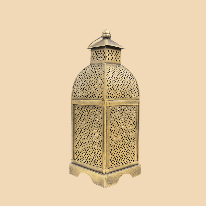 Golden Jali Dome Lantern – Handcrafted Brass Finish