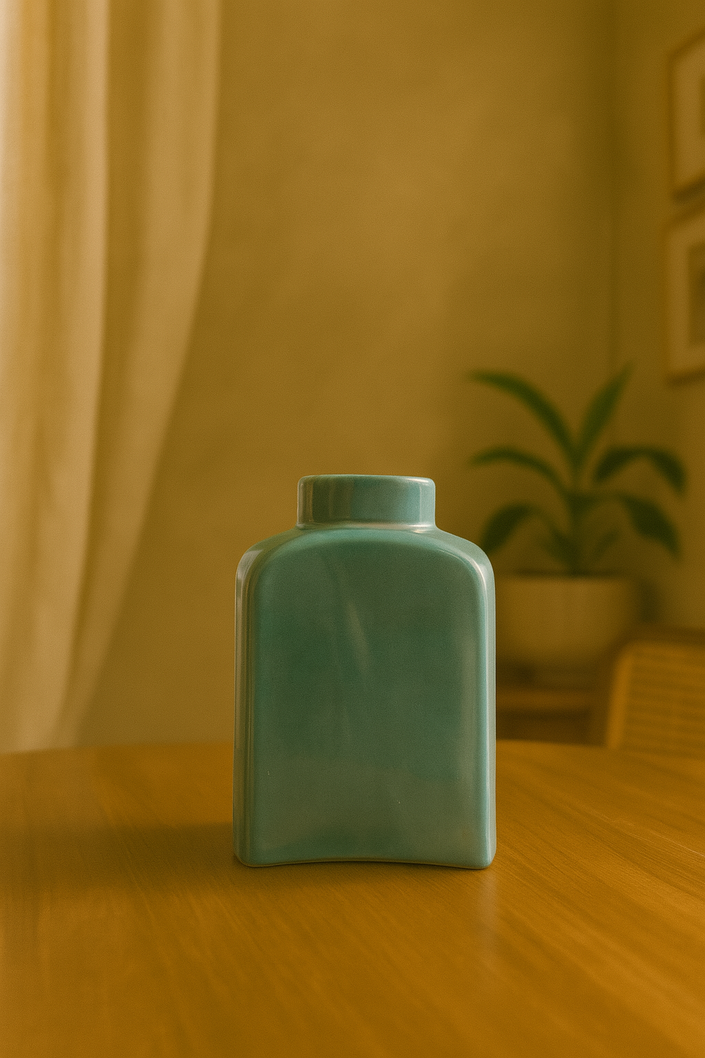 Celadon Curved Ceramic Vase – Minimalist Elegance