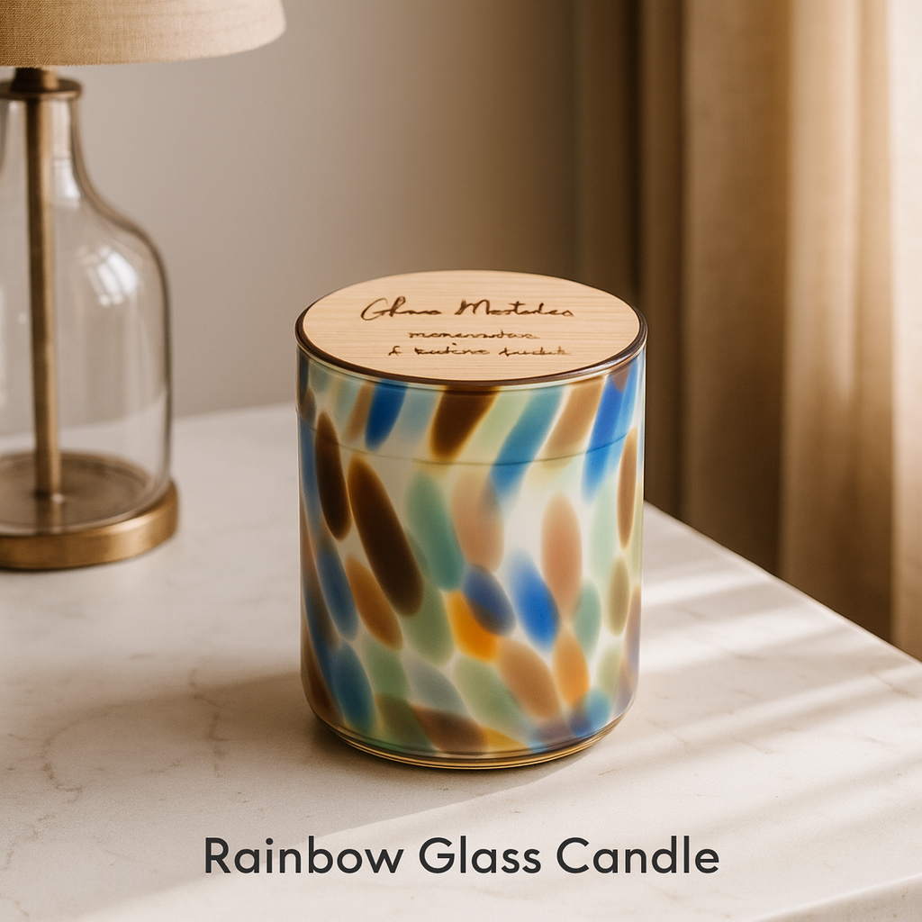 Multicolor Speckled Candle – Artistic Scented Candle with Wooden Lid