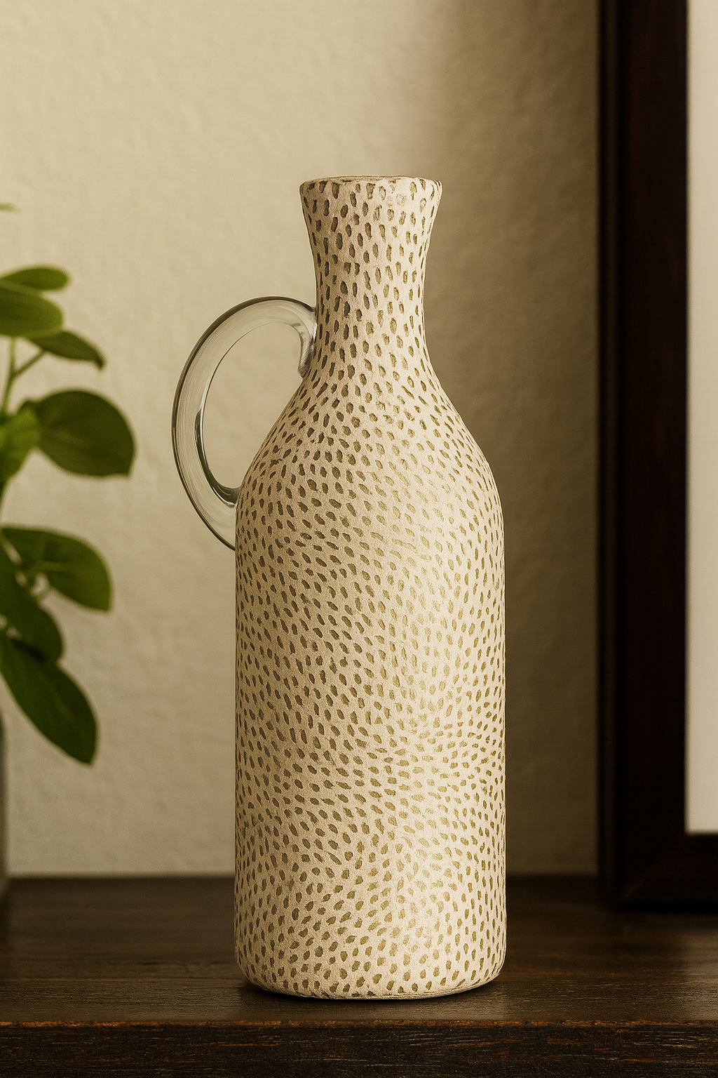 Tall Speckled Ceramic Jug Vase – Minimalist Handcrafted Décor