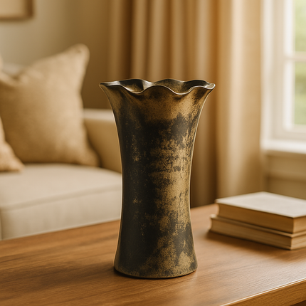 Tall Black & Gold Vase – Antique Rustic Finish