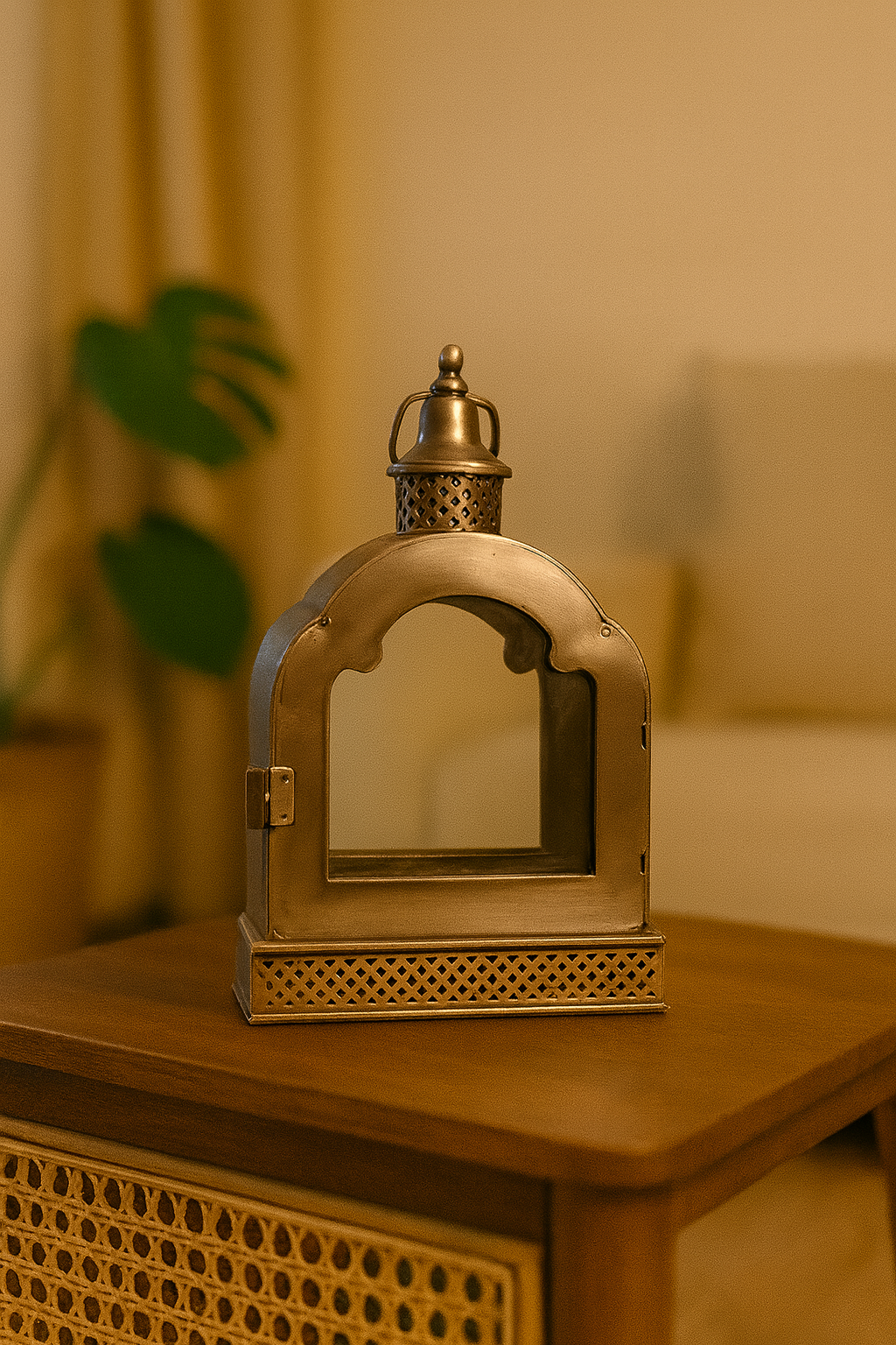 Elegant Golden Iron Candle Stand – Handcrafted Home Décor