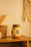 Hand-Painted Yellow Vase – Traditional Indian Art Décor