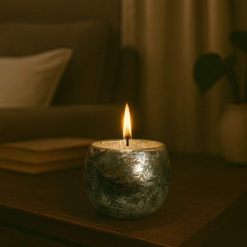 Evergreen Glow Candle – Nature Inspired Green Leaf Candle for Cozy Spaces