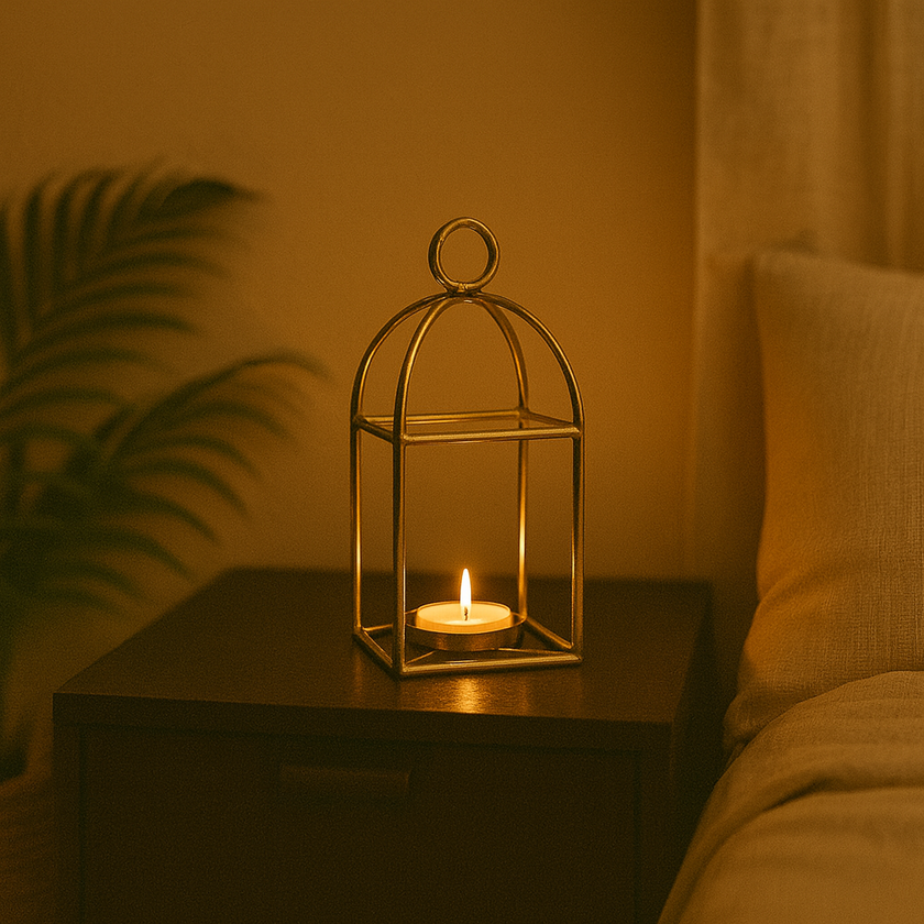 GlowCage Brass Lantern – Warm Ambient Lighting
