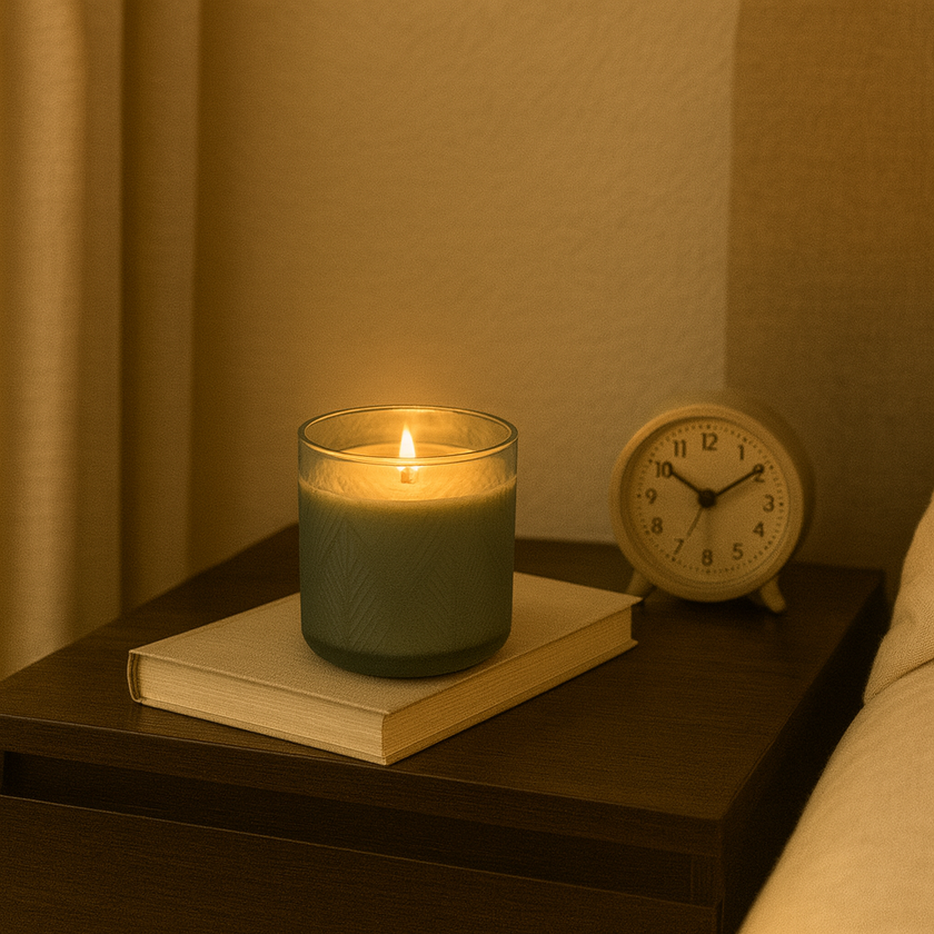 Green Frosted Glow Candle – Minimalist Frosted Glass Candle for Relaxation