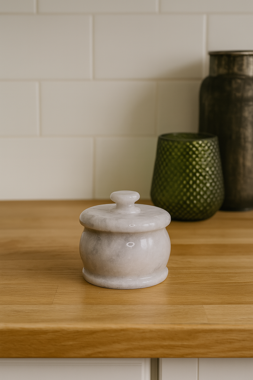 Ivory Marble Sugar Jar – Luxury Kitchen Storage