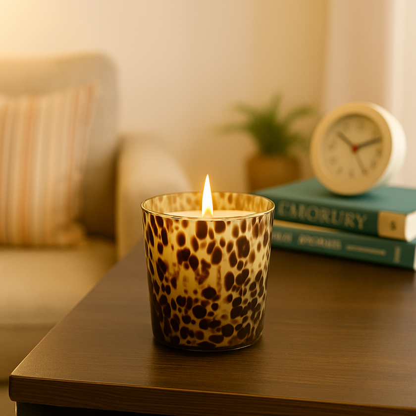 Leopard Luxe Candle – Animal Print Glass Candle for Bold Décor