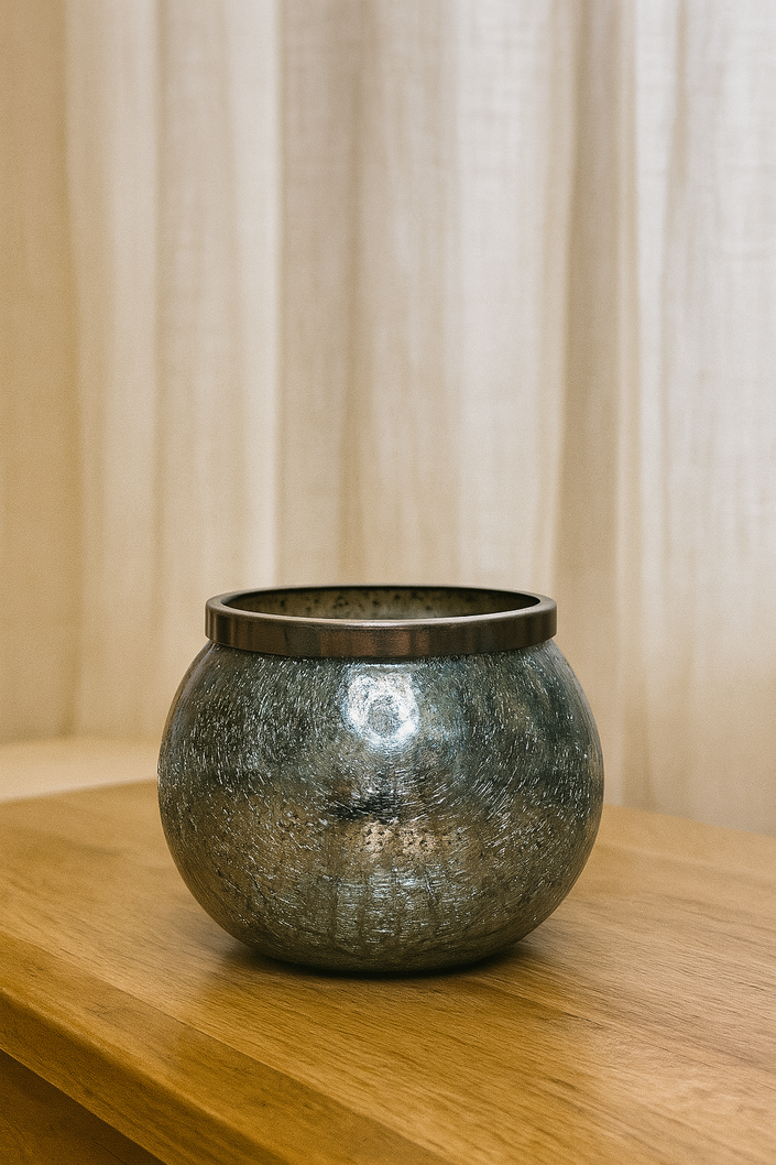 Midnight Sheen Globe Bowl – Modern Decorative Accent