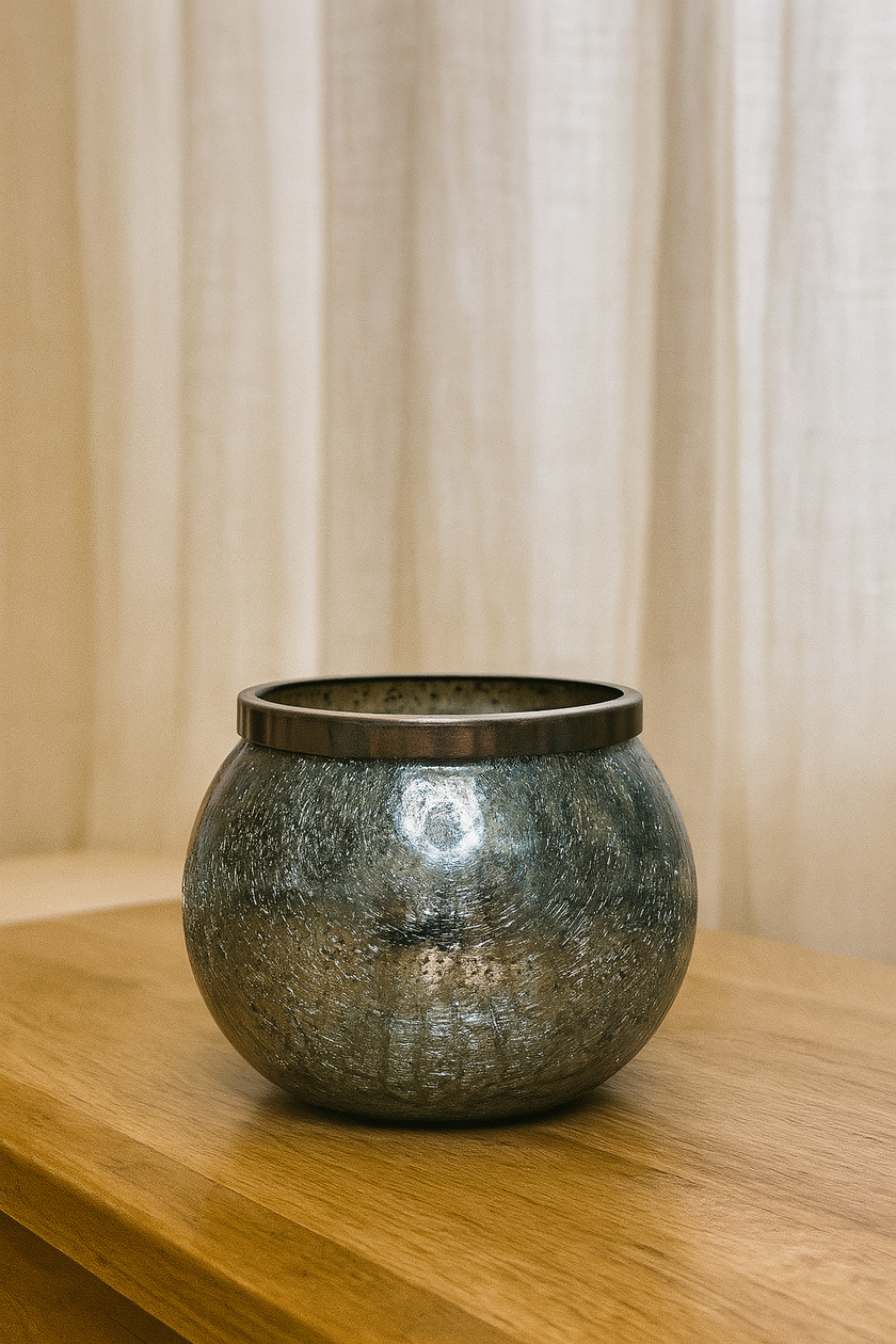 Midnight Sheen Globe Bowl – Modern Decorative Accent