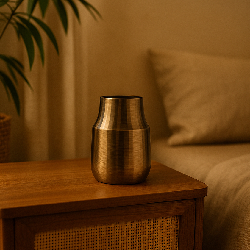 Molten Brass Curve Vase – Minimalist Metallic Home Décor