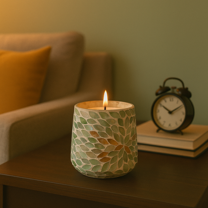 Mosaic Candle – Decorative Glass Candle with Intricate Mosaic Design