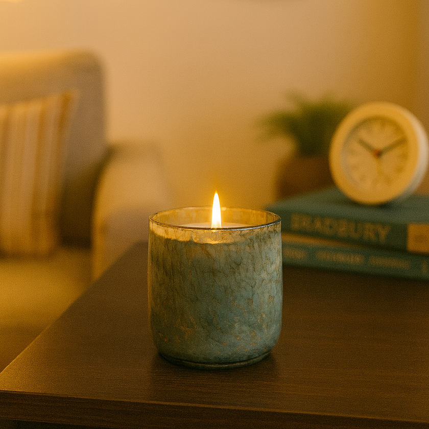 Ocean Mist Glow Candle – Blue Misty Glass Candle for Relaxation