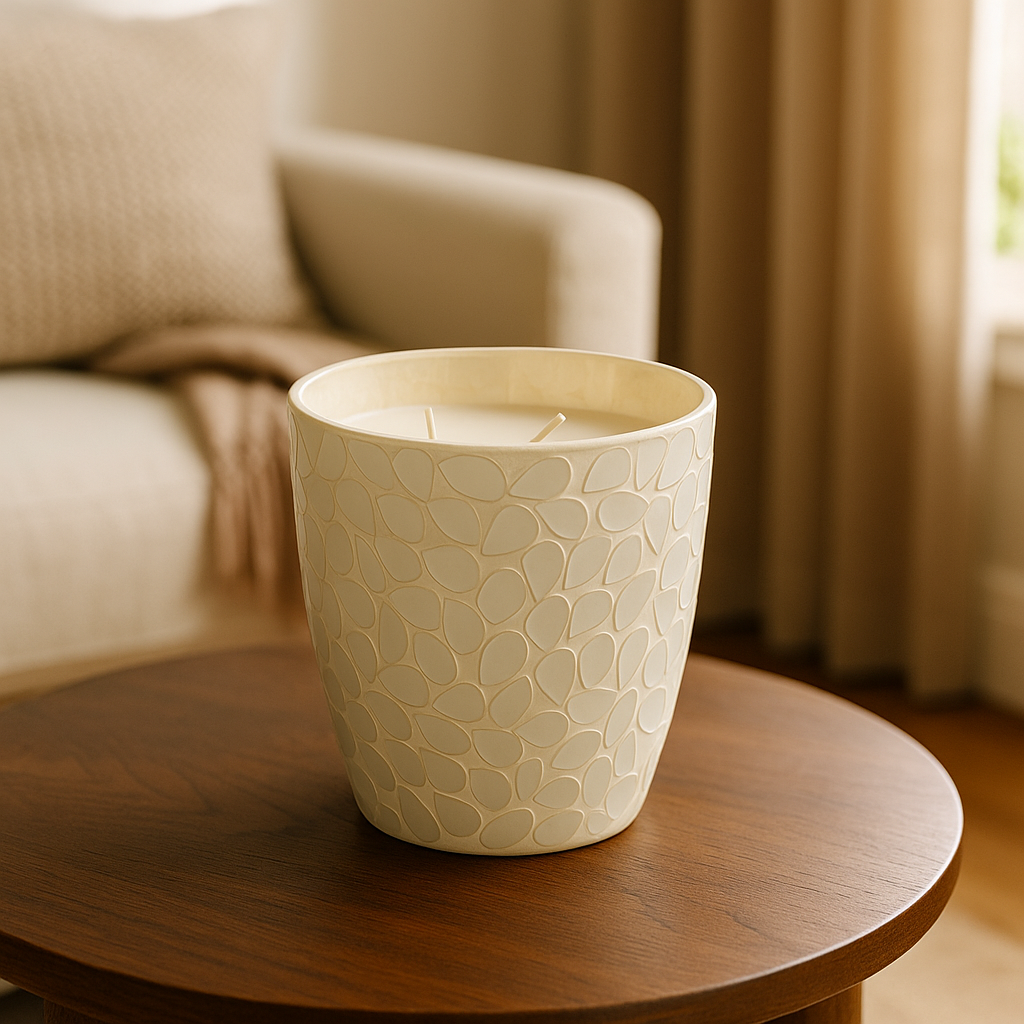 Pearl Mosaic Candle – Elegant White Candle with Luxe Finish