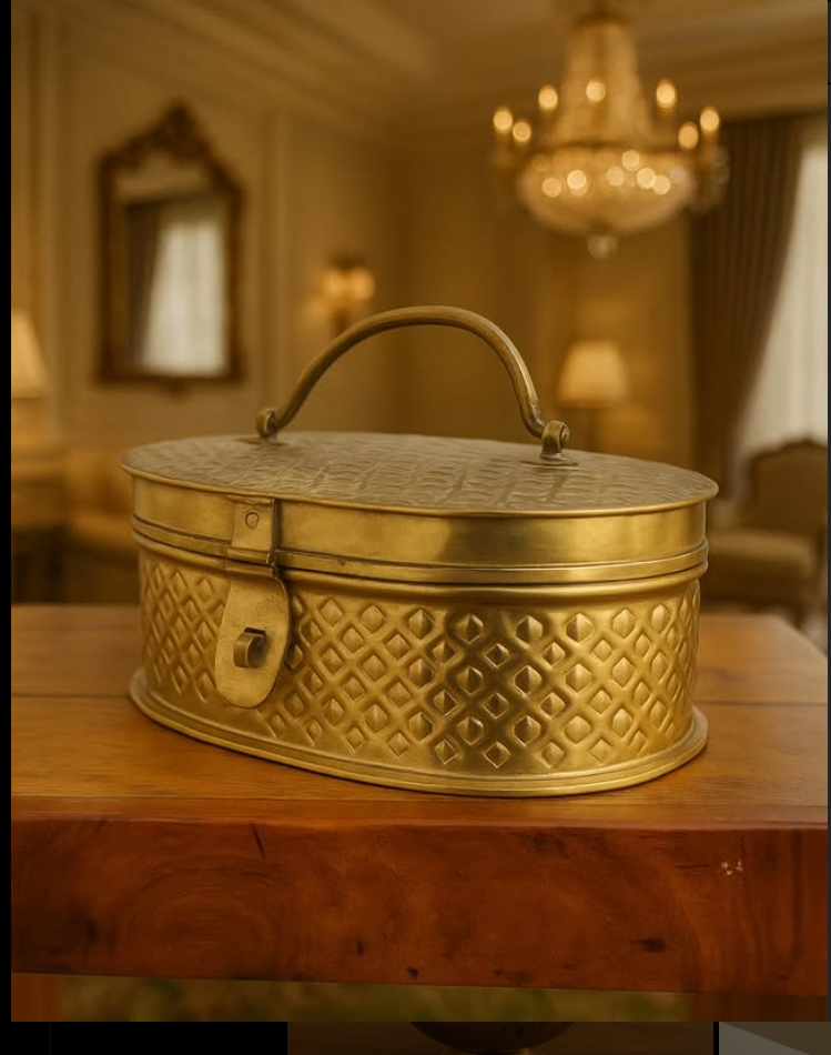 Vintage Brass Storage Box – Handcrafted Indian Handi